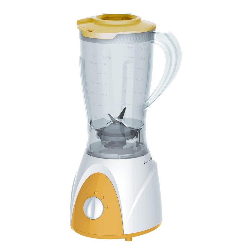 Joya 1.5 Liter High Quality Daily Collection Blender With Grinder (400W) With Measure Cup & Jar Safety Interlock Strong Stianless Steel Blades White & Yellow - Image 2
